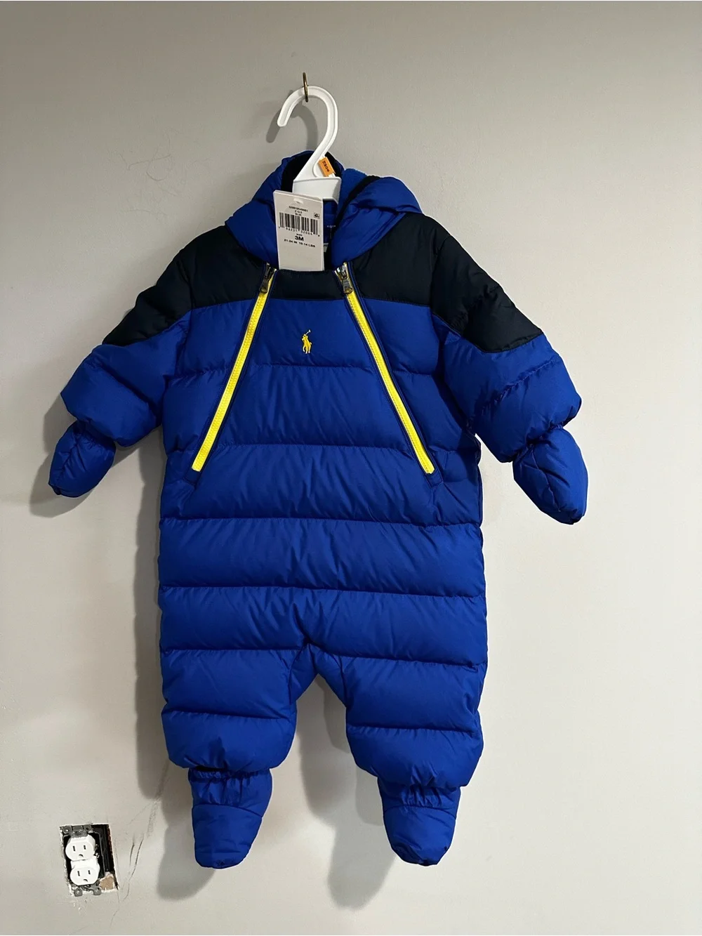 NWT Ralph Lauren Baby One-Piece Snowsuit Bunting with Mittens and Booties 3M